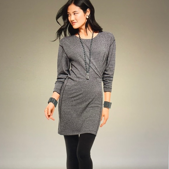 CAbi Dresses & Skirts - CAbi Put-On Gray Long Sleeve Dress #3650